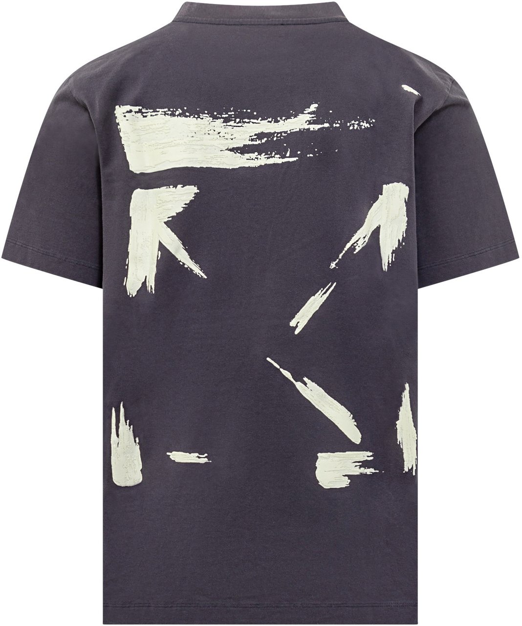 OFF-WHITE Off-White T-Shirt Grigio Scuro con Logo Ricamato Blauw