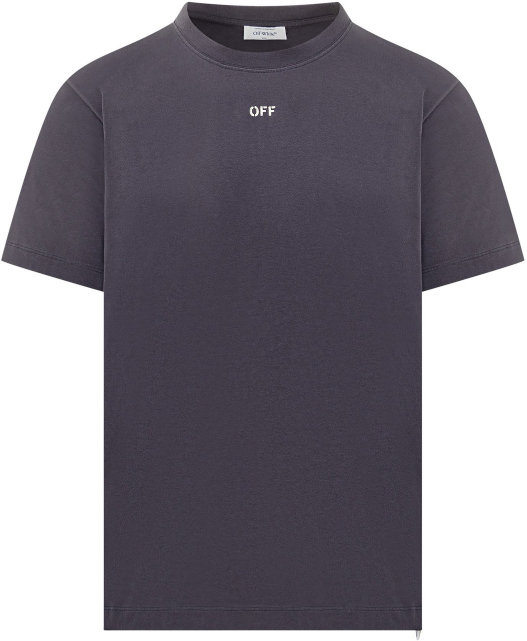 OFF-WHITE Off-White T-Shirt Grigio Scuro con Logo Ricamato Blauw