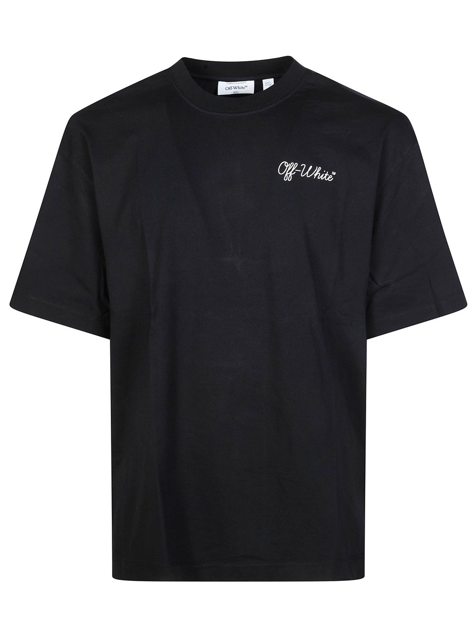 OFF-WHITE Black Script Logo Boxy Crew T-Shirt Zwart