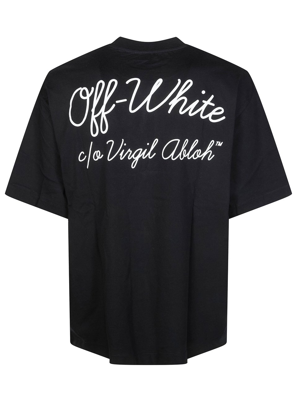 OFF-WHITE Black Script Logo Boxy Crew T-Shirt Zwart