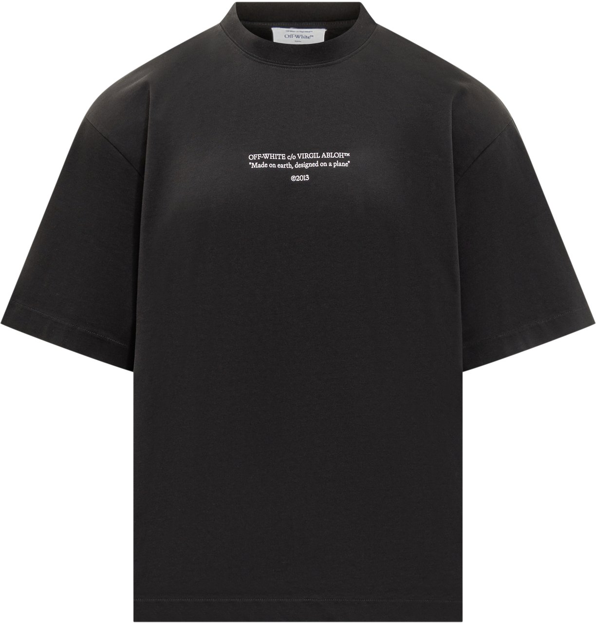 OFF-WHITE Off-White T-Shirt Nera con Scritta Bianca Zwart