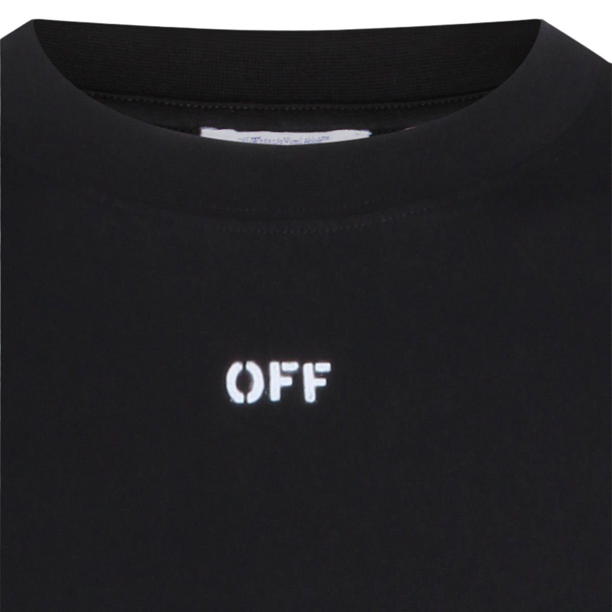 OFF-WHITE Graphic Black T-Shirt With Abstract Back Design Zwart