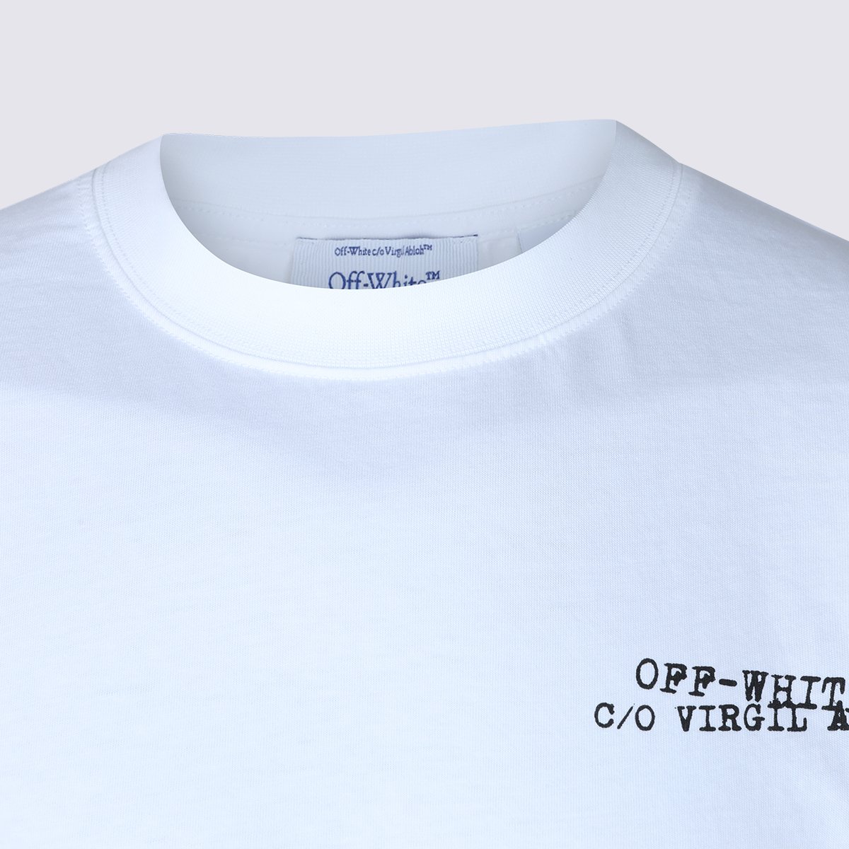 OFF-WHITE White Short-Sleeve T-Shirt with Abstract Design Zilver
