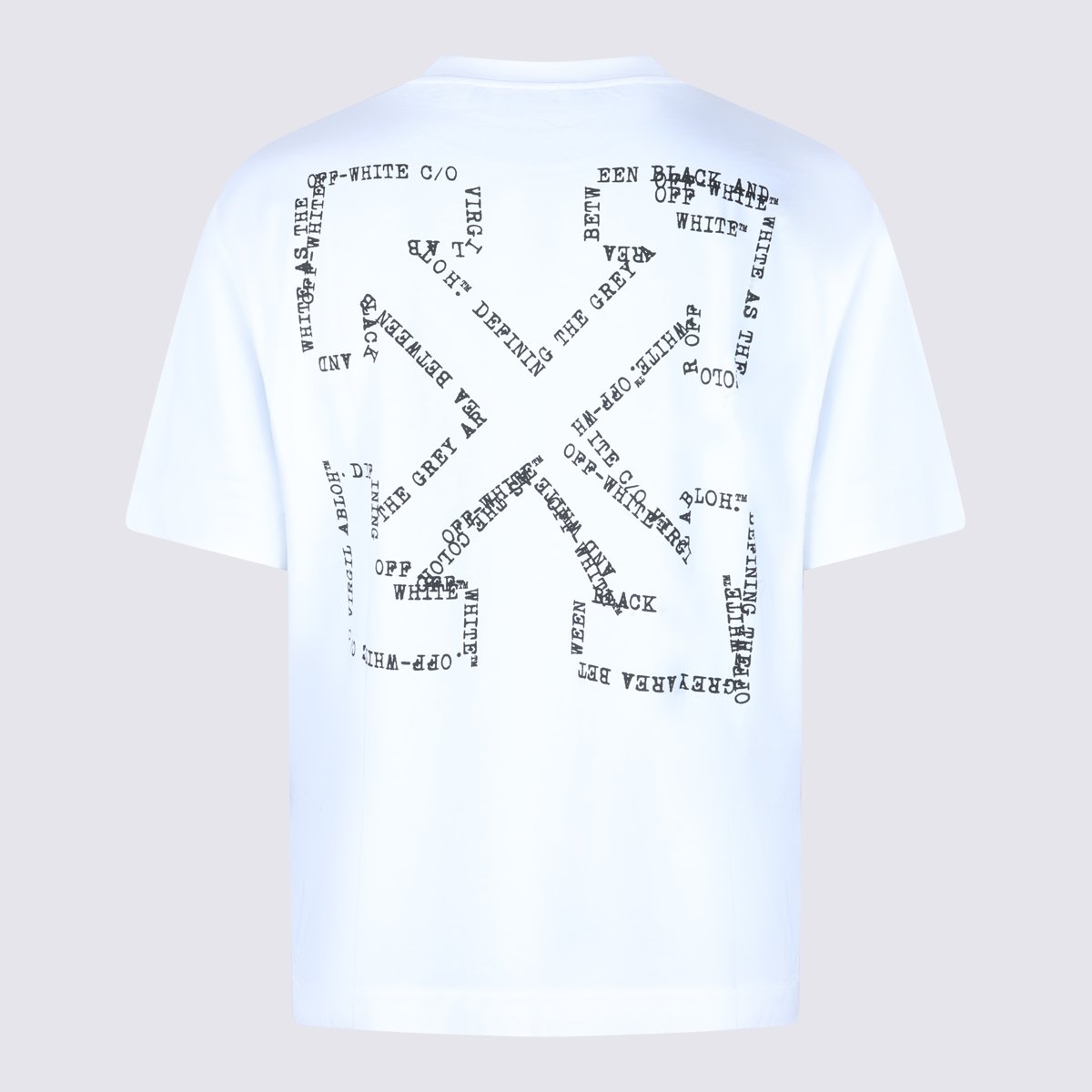 OFF-WHITE White Short-Sleeve T-Shirt with Abstract Design Zilver