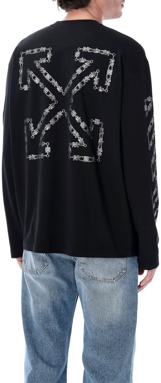 OFF-WHITE Chain Arrow Diag Skate L/S Tee Nero Zwart