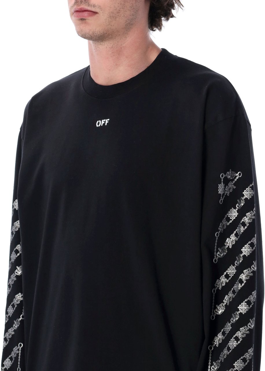 OFF-WHITE Chain Arrow Diag Skate L/S Tee Nero Zwart