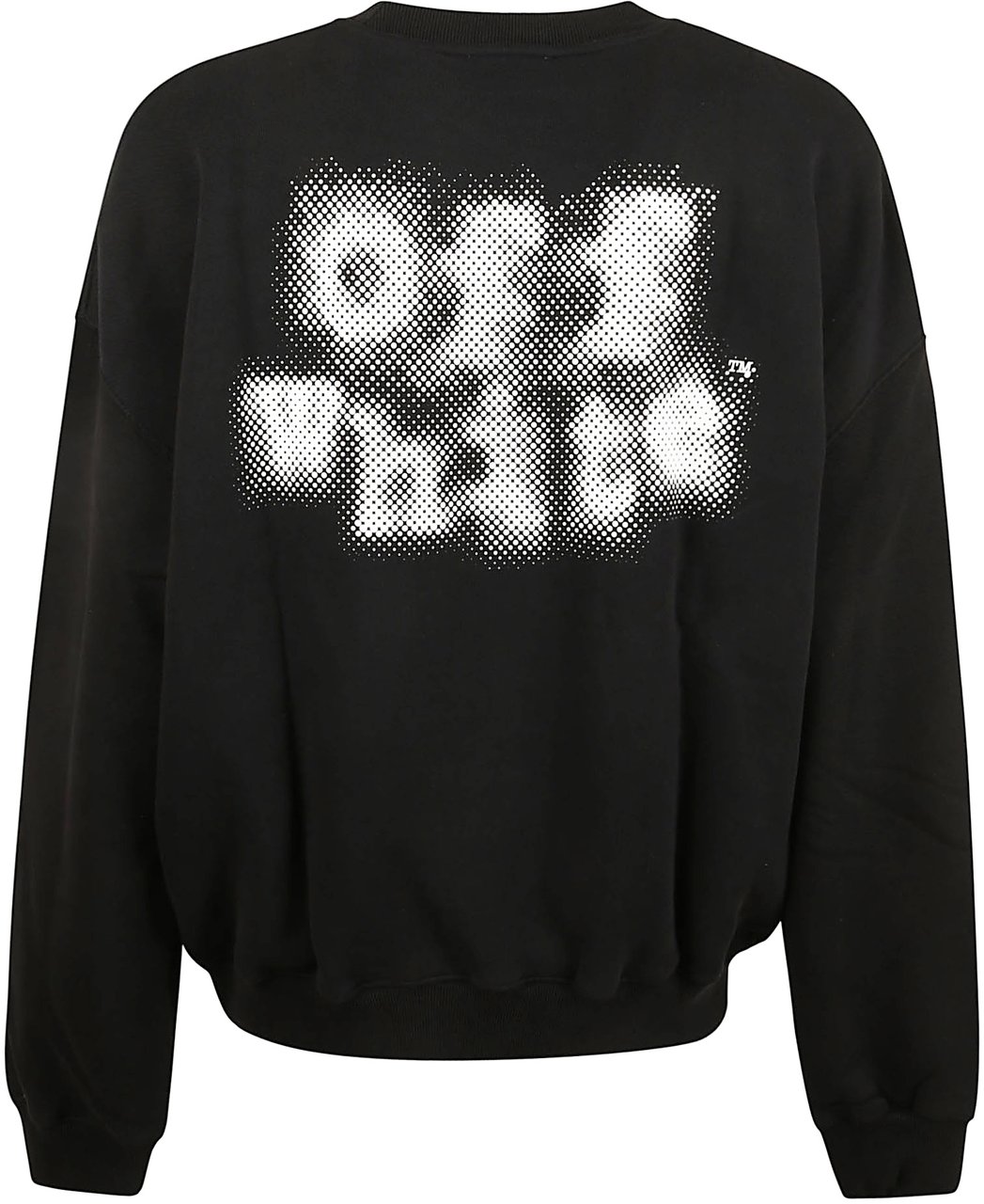 OFF-WHITE Crewneck Sweater with Ribbed Cuffs and Signature Branding Zwart
