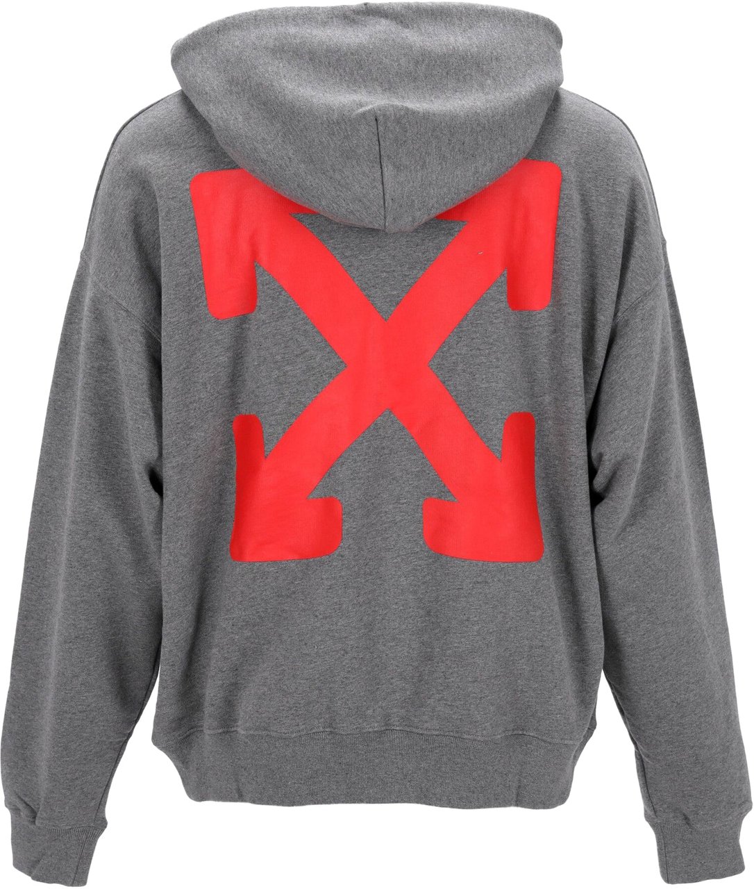 OFF-WHITE Relaxed-Fit Grey Hoodie With Bold Front And Back Prints Grijs