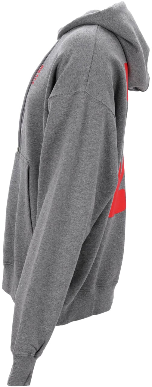 OFF-WHITE Relaxed-Fit Grey Hoodie With Bold Front And Back Prints Grijs