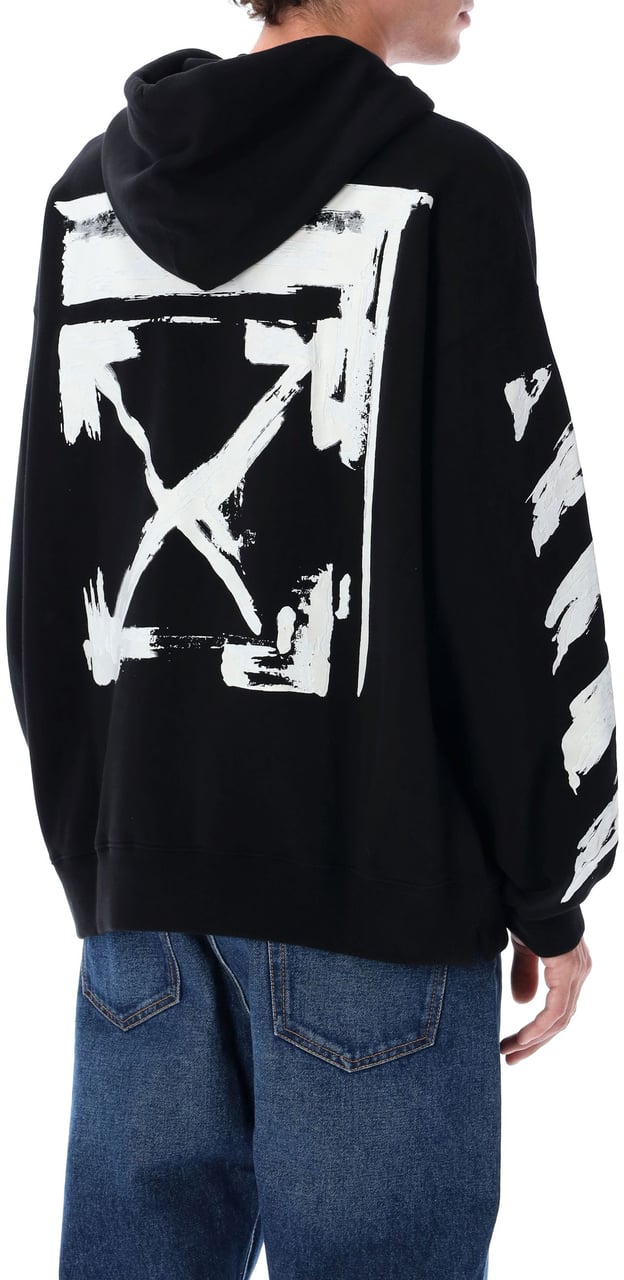 OFF-WHITE Off-White Ink Arrow black cotton skate hoodie with loose fit Zwart