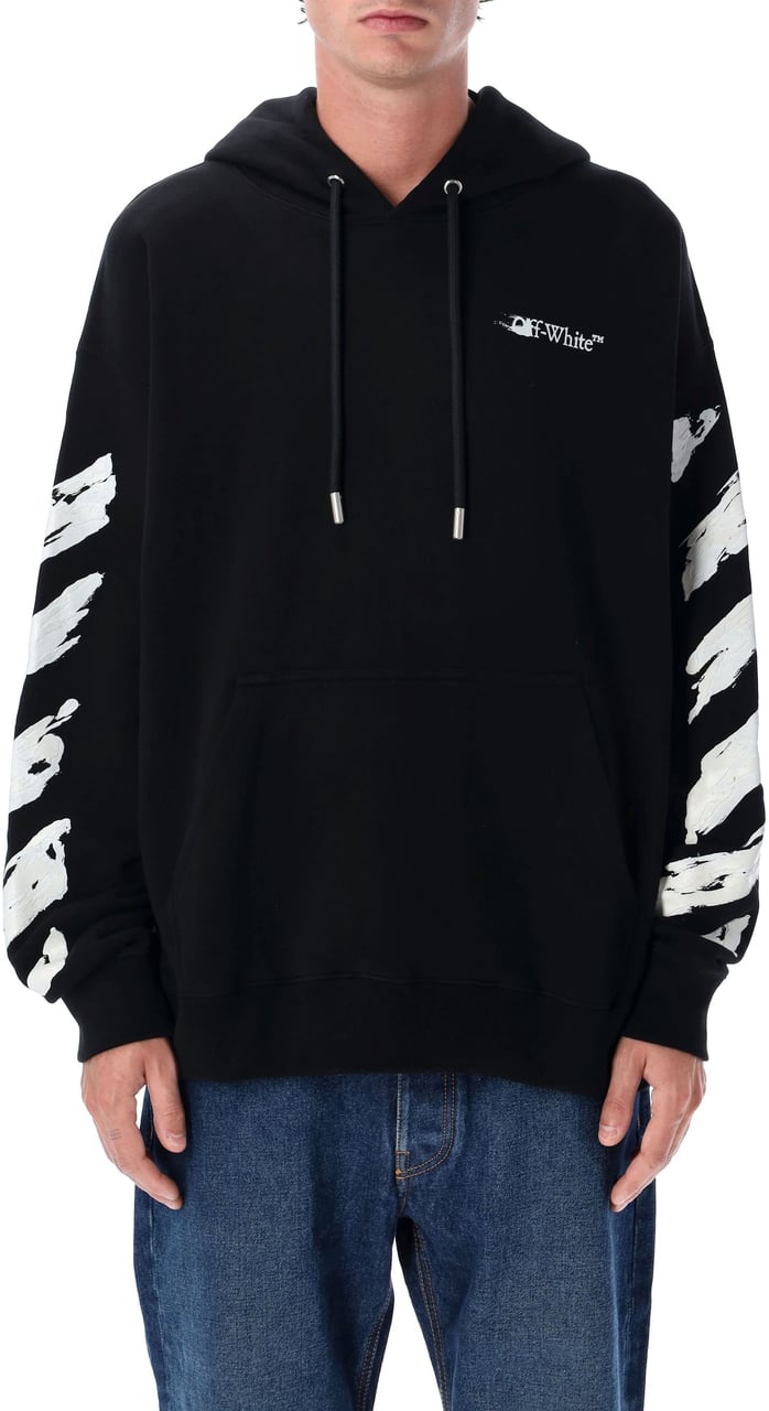 OFF-WHITE Off-White Ink Arrow black cotton skate hoodie with loose fit Zwart