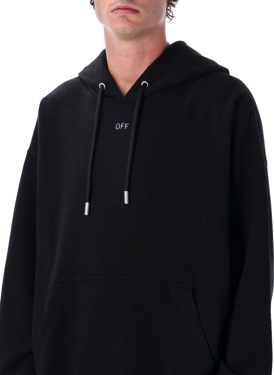 OFF-WHITE Off-White Stencil Arrow cotton skate hoodie Zwart