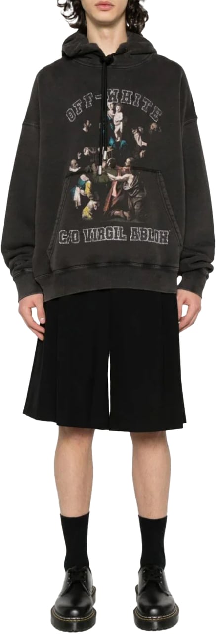 OFF-WHITE Caravaggio Mary Skate Logo Hoodie Zwart