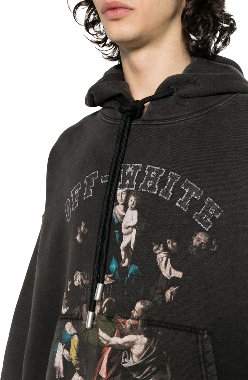 OFF-WHITE Caravaggio Mary Skate Logo Hoodie Zwart