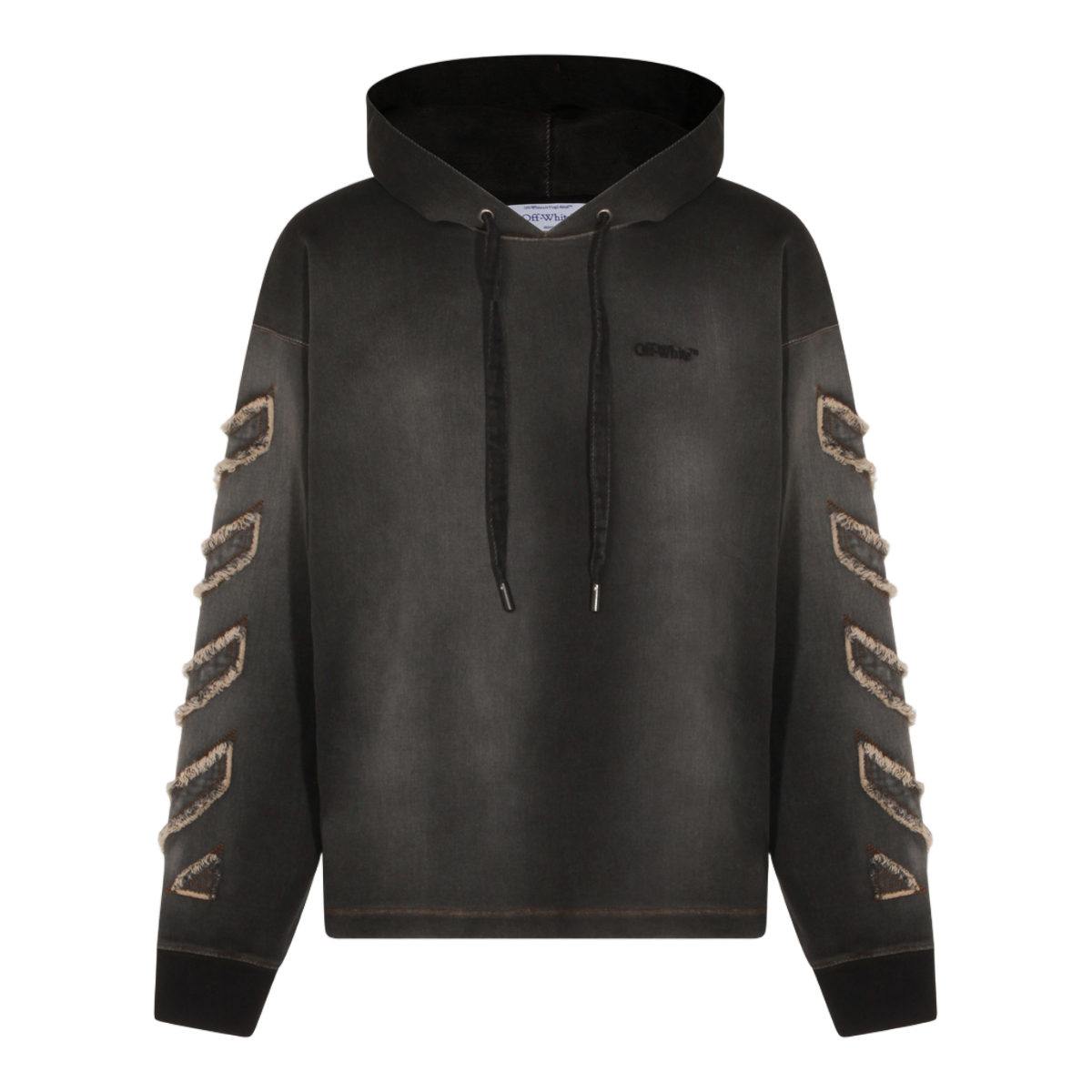 OFF-WHITE Hooded Jacket With Textured Chevron Patches Zwart