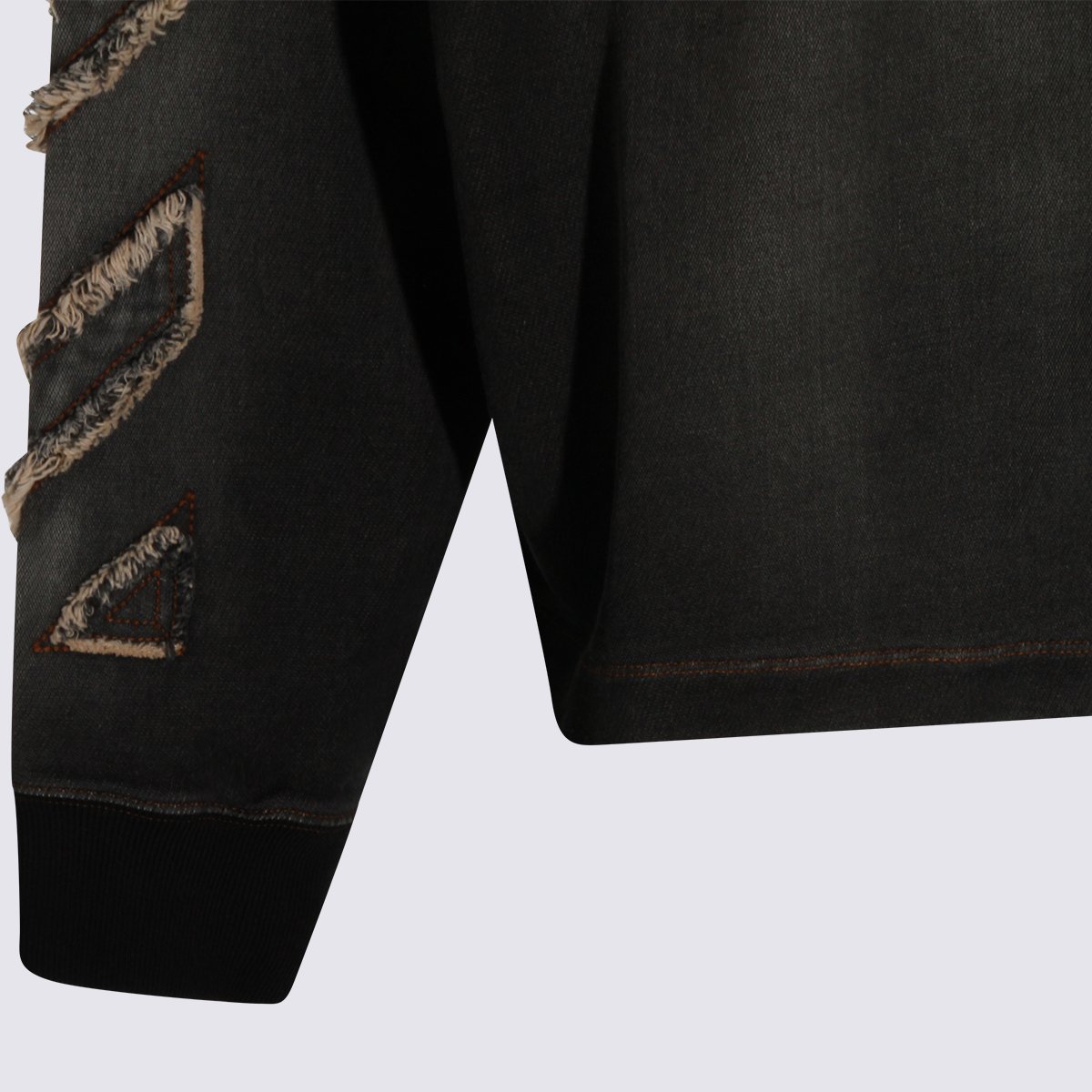 OFF-WHITE Hooded Jacket With Textured Chevron Patches Zwart