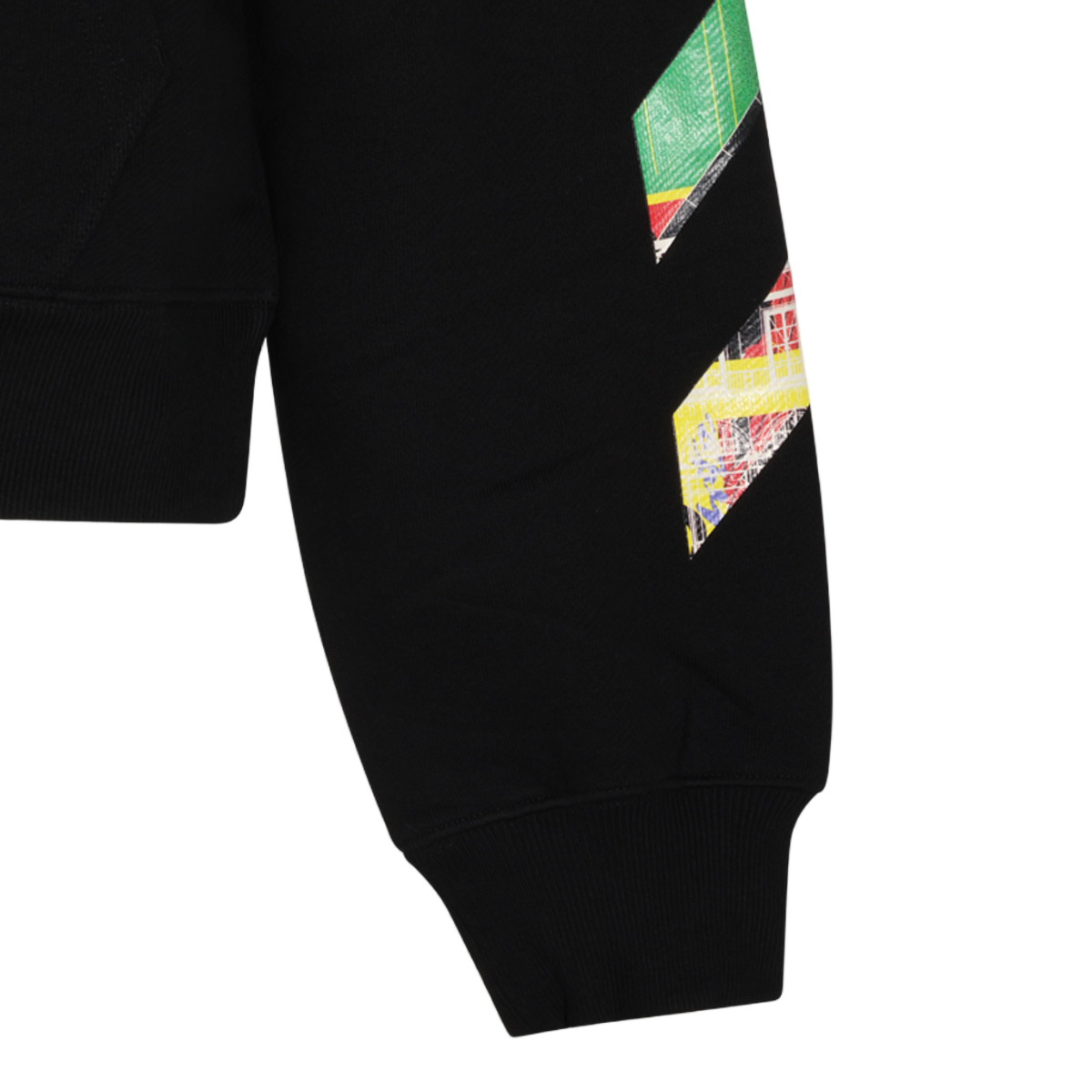 OFF-WHITE Black Zip-Up Hoodie with Colorful Graphic Prints Zwart