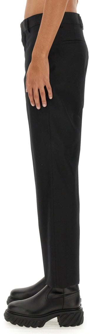 OFF-WHITE Slim-Fit Black Virgin Wool Pants With Tailored Silhouette Zwart