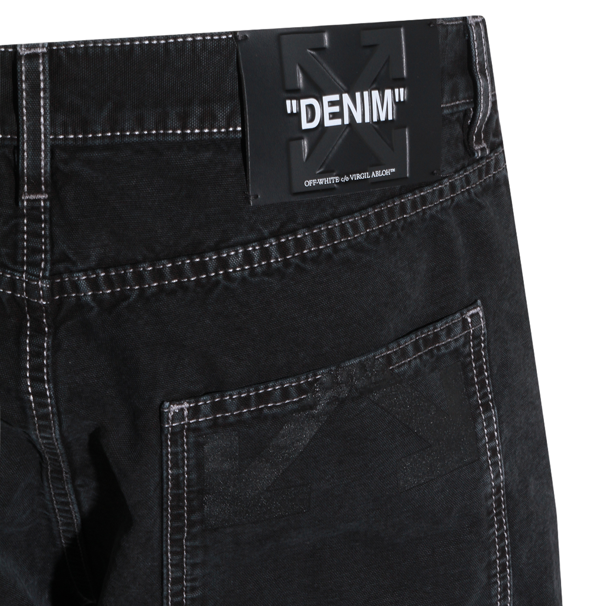 OFF-WHITE Straight-Leg Black Denim Trousers With High Waist Zwart