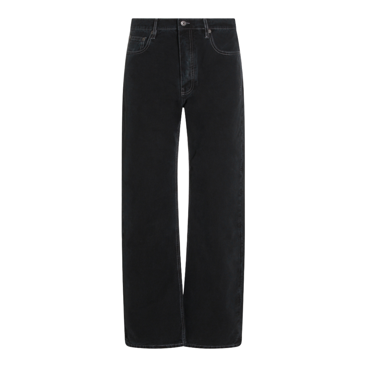 OFF-WHITE Straight-Leg Black Denim Trousers With High Waist Zwart