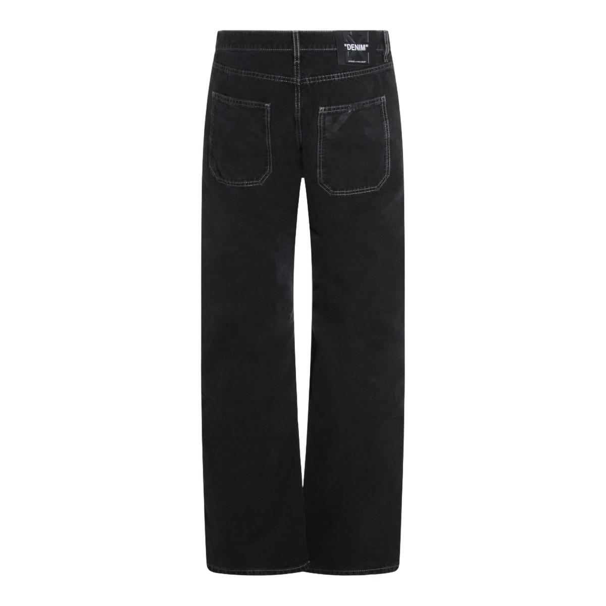 OFF-WHITE Straight-Leg Black Denim Trousers With High Waist Zwart