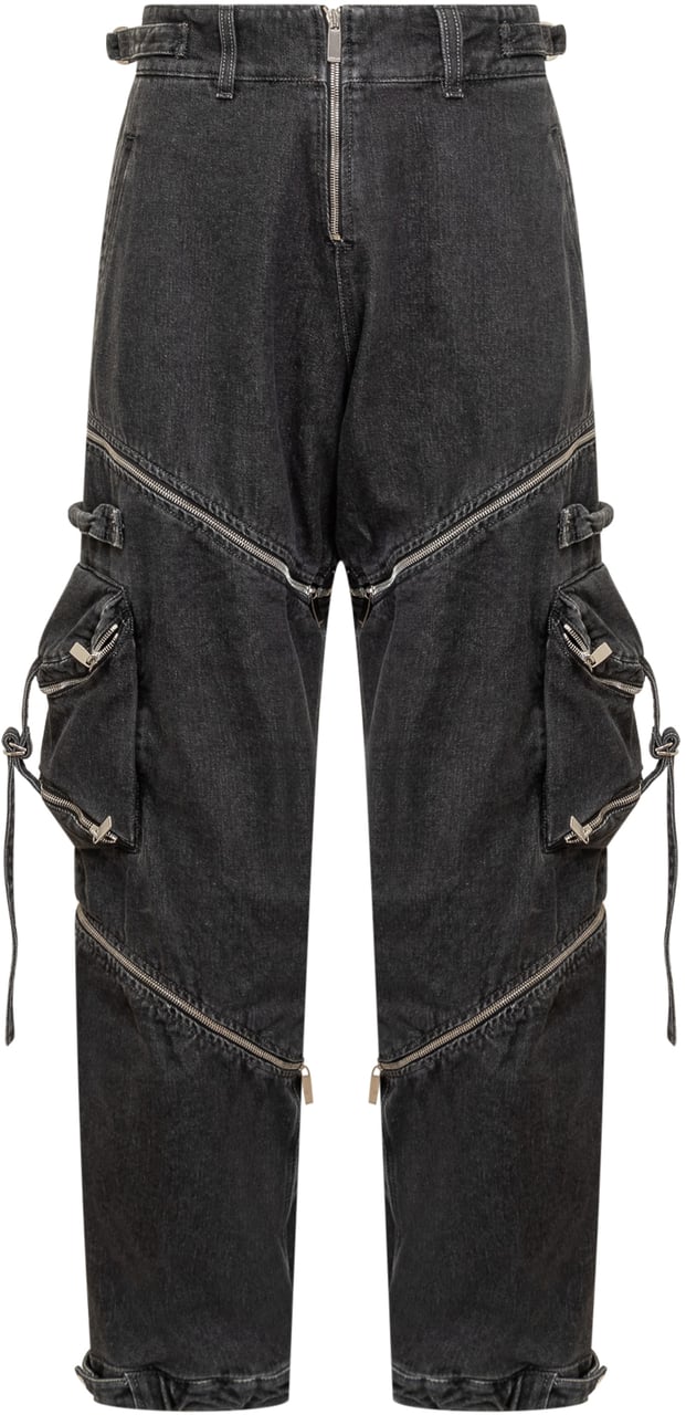 OFF-WHITE Pantaloni Cargo Denim Zip Zwart