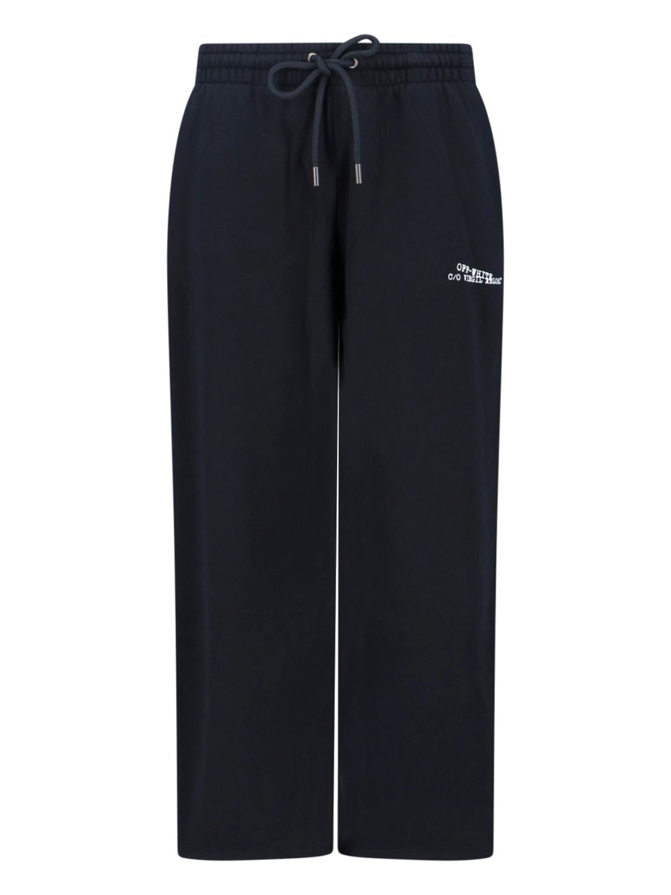 OFF-WHITE Black Logo Straight-Leg Cotton Pants Zwart