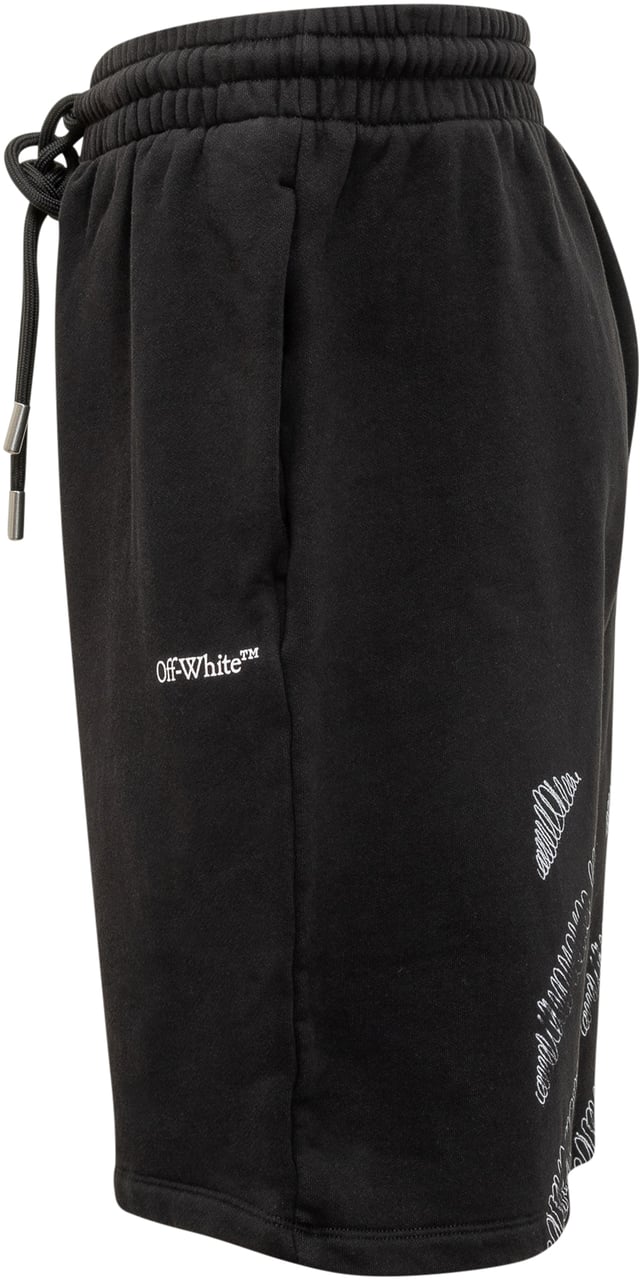 OFF-WHITE Off-White Shorts in Cotone Nero con Logo Zwart