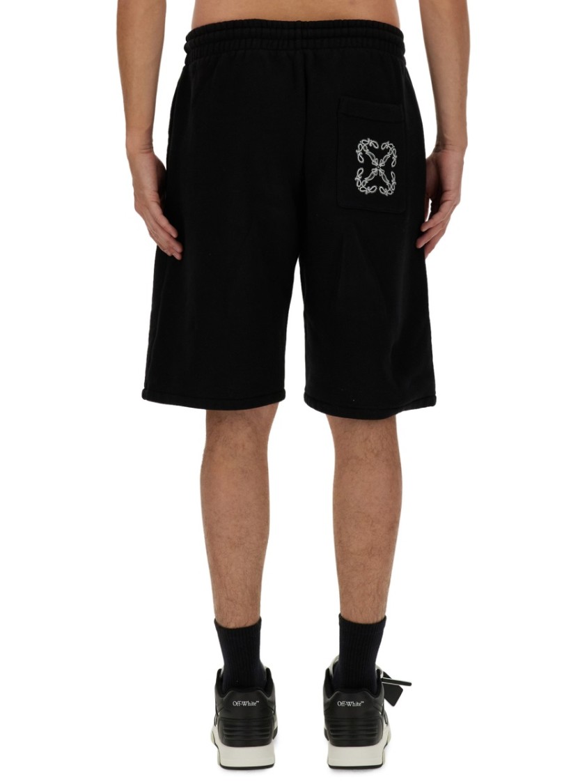 OFF-WHITE Black Bermuda Shorts With Logo Detail Zwart