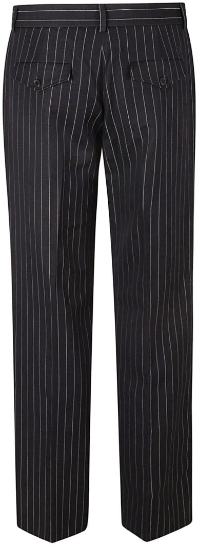 OFF-WHITE Tailored Pinstripe Trousers With Sporty Embroidered Detail Zwart