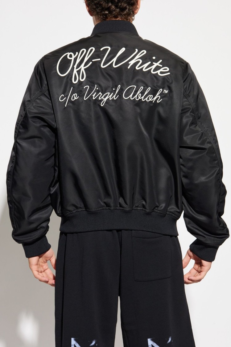 OFF-WHITE Minimalist Black Jacket With Modern Silhouette And Zipper Closure Zwart