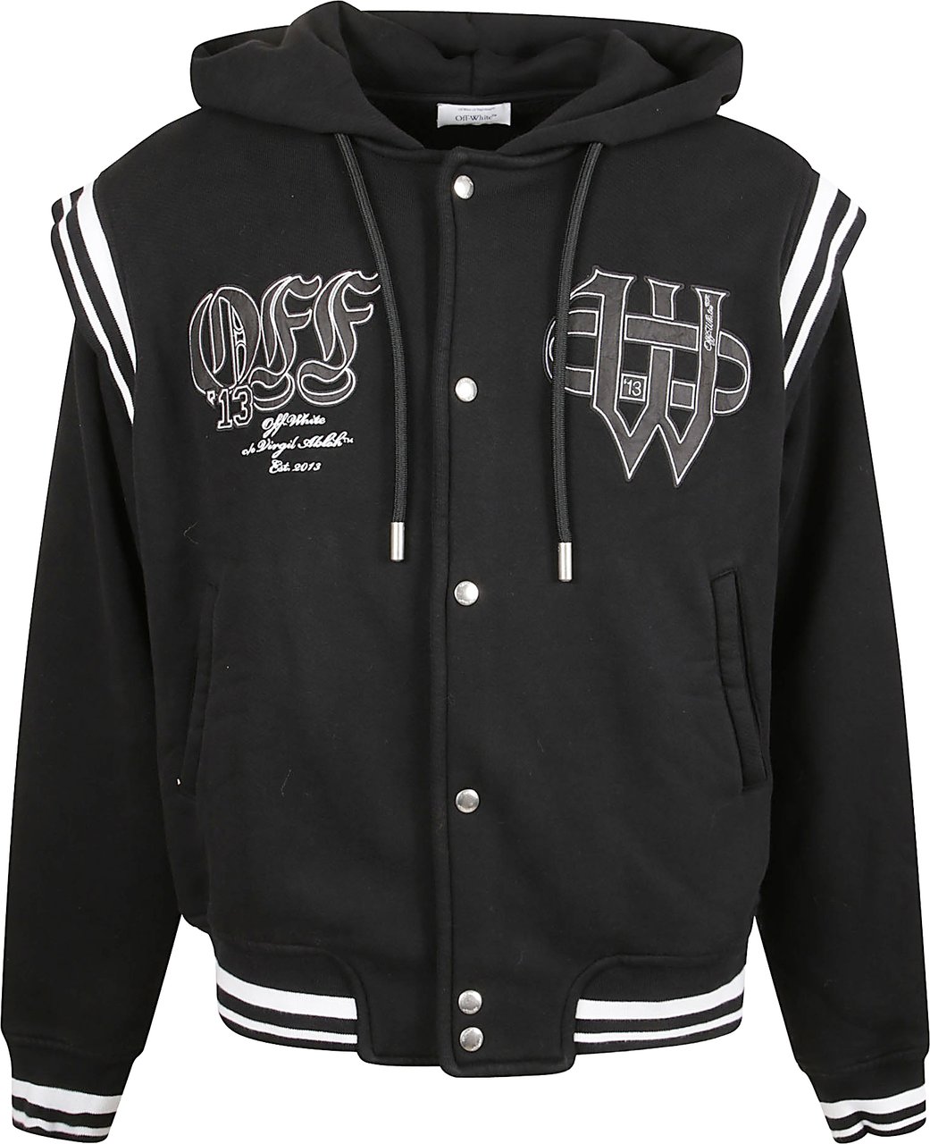 OFF-WHITE Oversized Black Cotton Jersey Hoodie Zwart