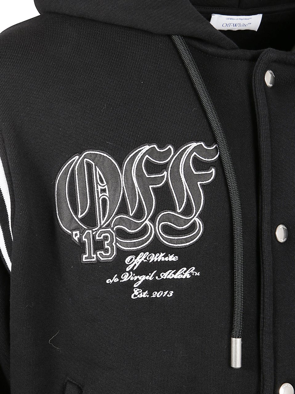 OFF-WHITE Oversized Black Cotton Jersey Hoodie Zwart