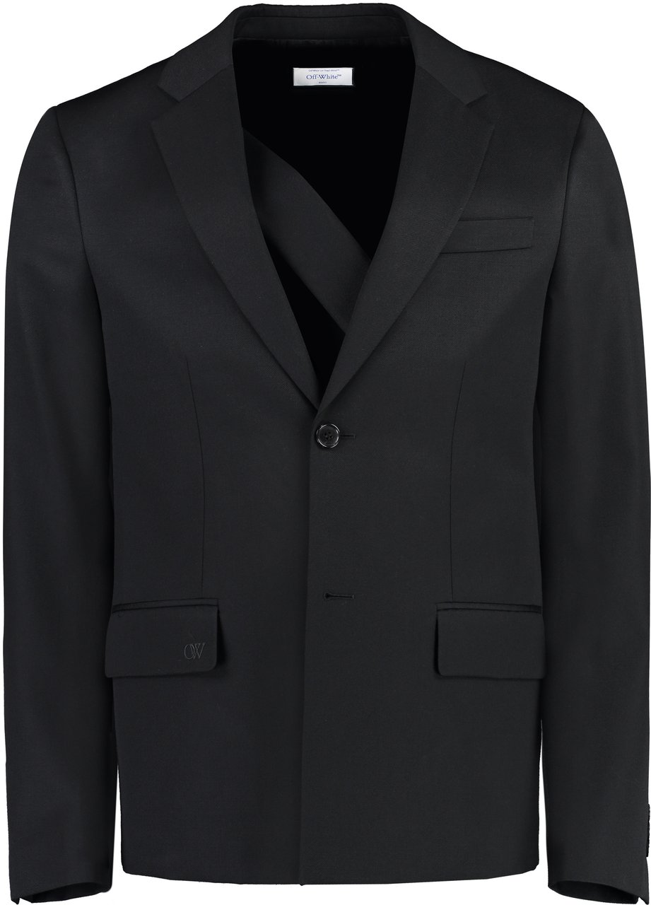 OFF-WHITE Single-breasted virgin wool jacket Zwart