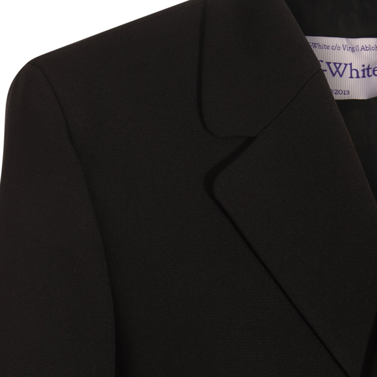 OFF-WHITE Double-Breasted Black Wool Coat With Structured Silhouette Zwart