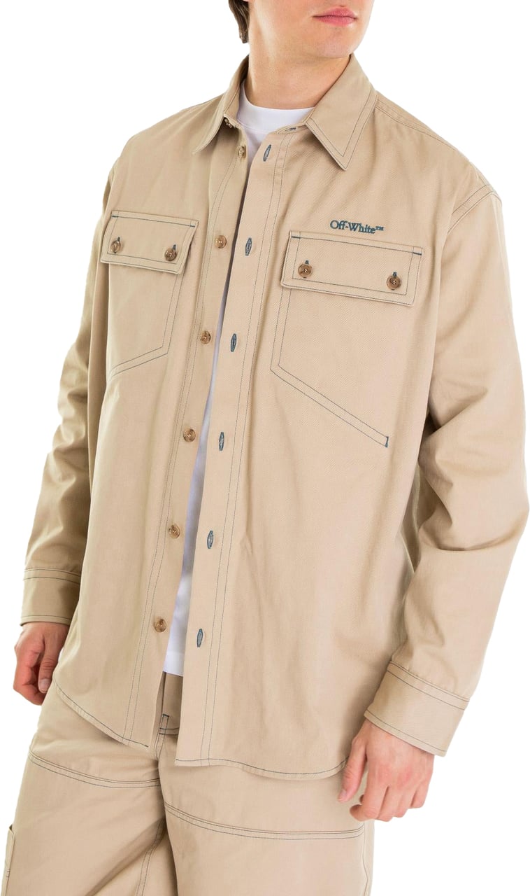OFF-WHITE Heren Stitch Cotgab Overshirt Beige Beige