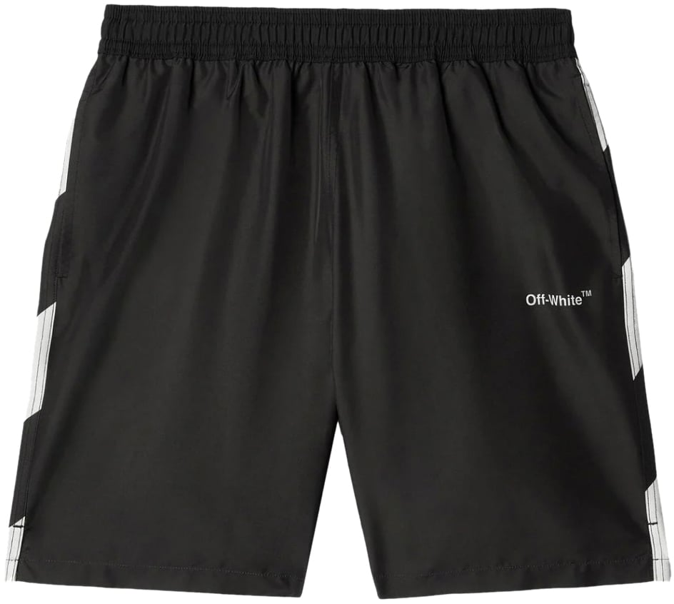 OFF-WHITE Diagonal Logo Surfer Swim Shorts Zwart