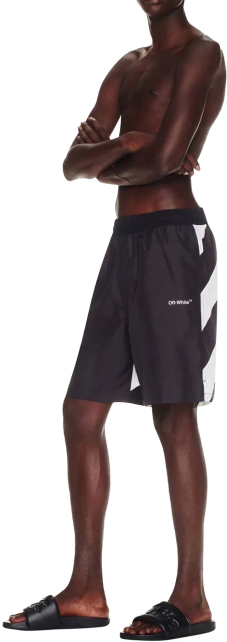 OFF-WHITE Diagonal Logo Surfer Swim Shorts Zwart