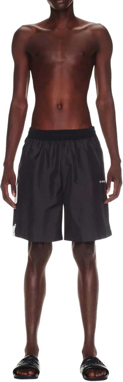 OFF-WHITE Diagonal Logo Surfer Swim Shorts Zwart