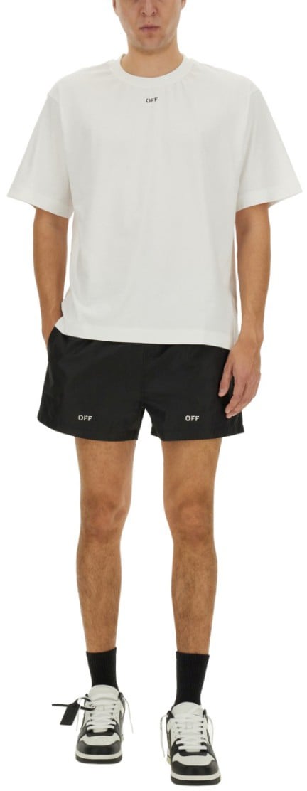 OFF-WHITE Classic Black Swimsuit With Logo Detailing Zwart