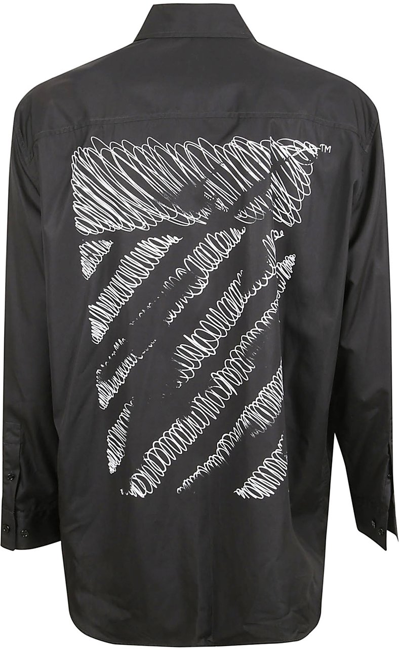 OFF-WHITE Cotton Shirt With Embroidered Logo Zwart
