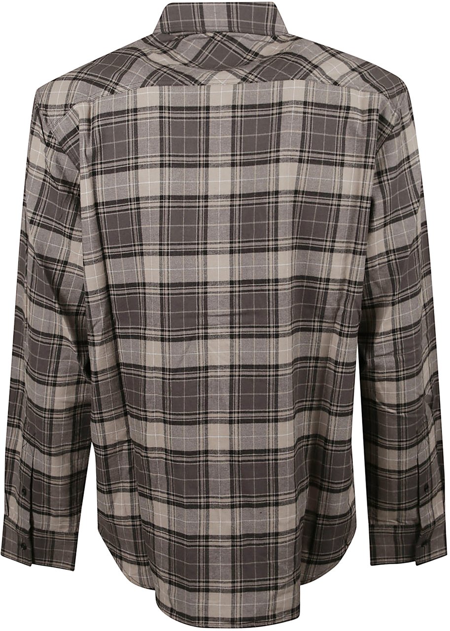 OFF-WHITE Spray Book Check Flan Regular Shirt Grey Grijs