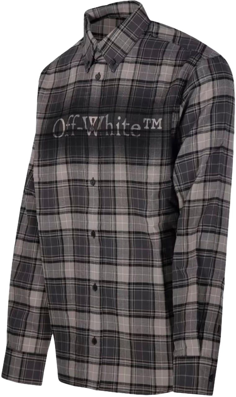 OFF-WHITE OFF WHITE Heren Spray Book Check Shirt Grijs Grijs