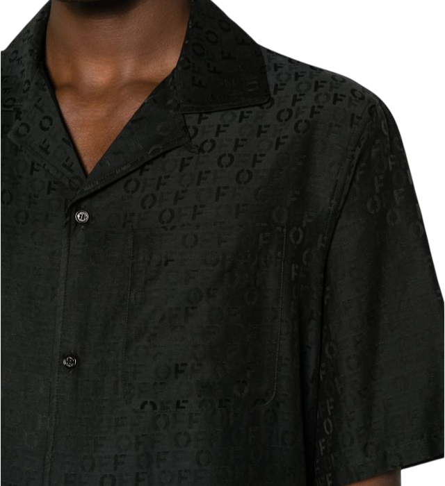 OFF-WHITE camicia monogramma jacquard nera Zwart