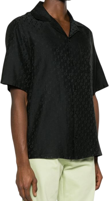 OFF-WHITE camicia monogramma jacquard nera Zwart