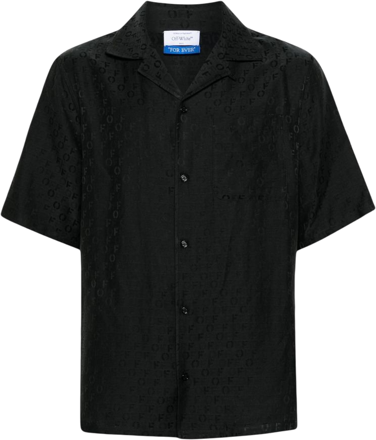 OFF-WHITE camicia monogramma jacquard nera Zwart