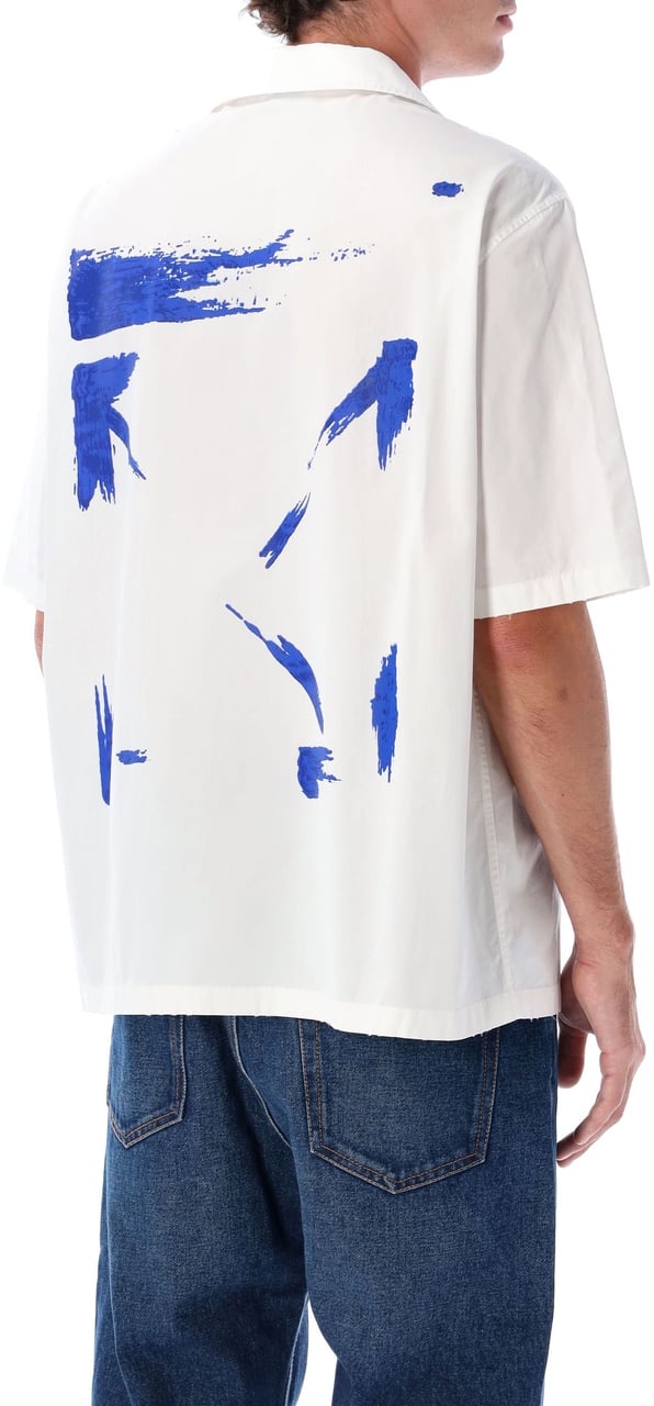 OFF-WHITE Off-White Brush Arrow poplin bowling shirt with embroidered logo Wit