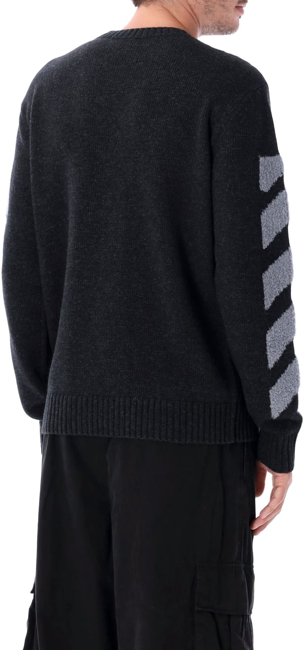 OFF-WHITE Diag Fuzzy Knit Crewneck Grigio Donkergrijs