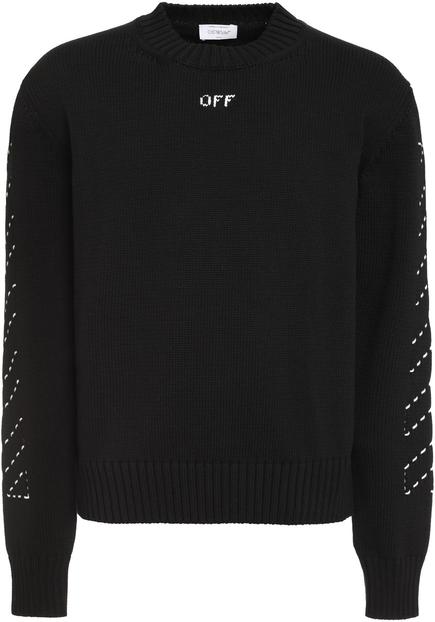 OFF-WHITE Cotton crew-neck sweater Zwart