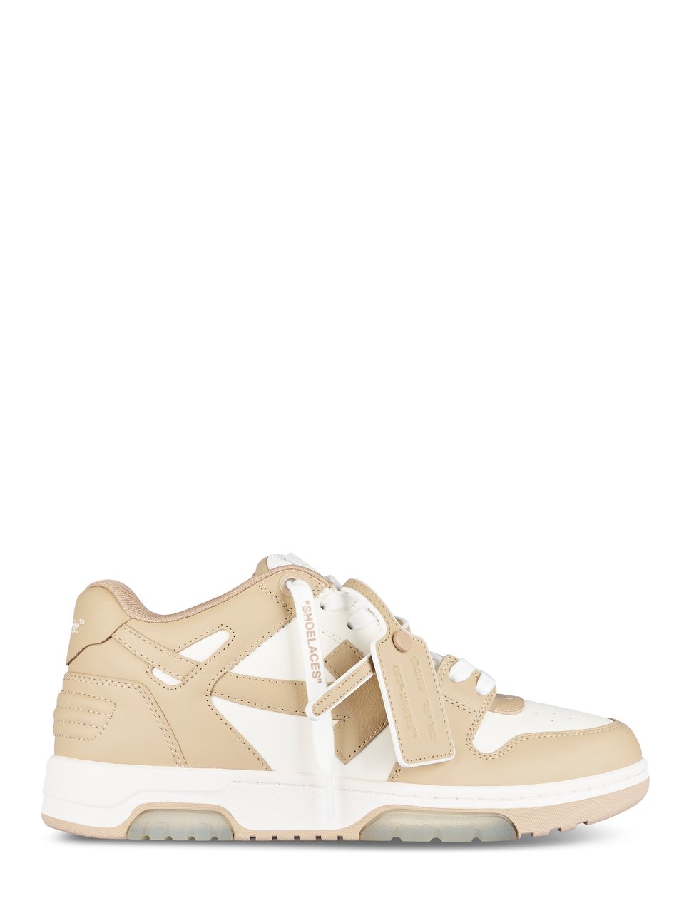 OFF-WHITE Low-Top Sneakers with Calf Leather Panels Neutraal